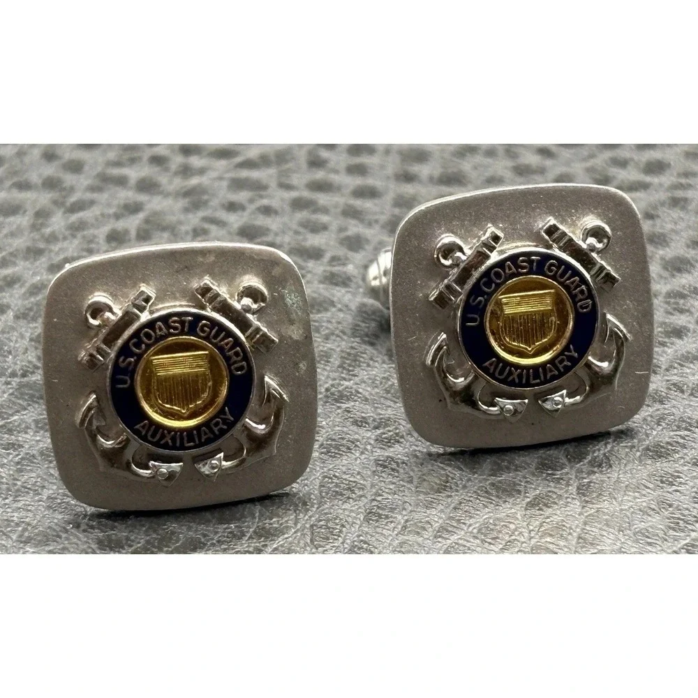 US Coast Guard Auxiliary Silver Tone Gold Tone Cufflinks